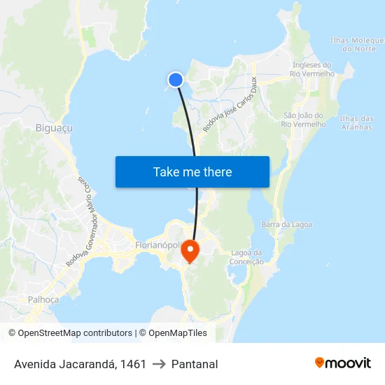 Avenida Jacarandá, 1461 to Pantanal map