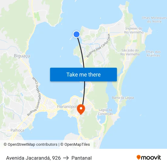 Avenida Jacarandá, 926 to Pantanal map