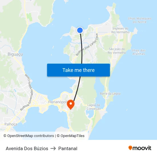 Avenida Dos Búzios to Pantanal map