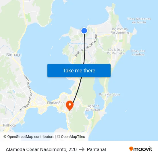 Alameda César Nascimento, 220 to Pantanal map