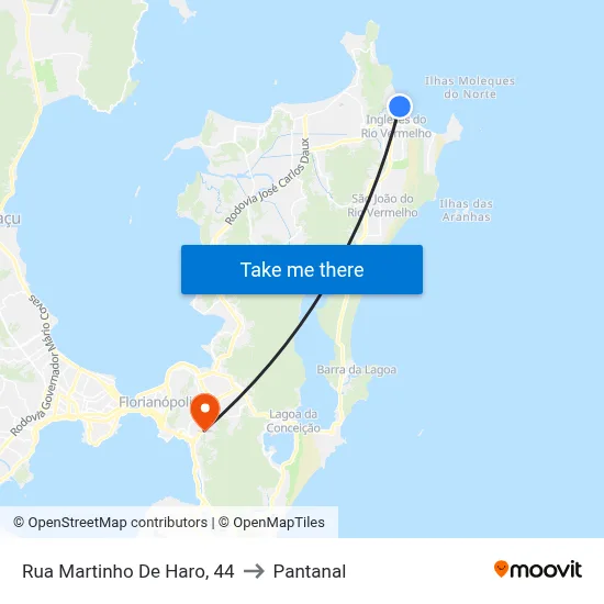 Rua Martinho De Haro, 44 to Pantanal map