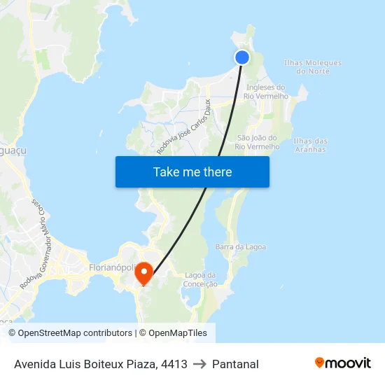 Avenida Luis Boiteux Piaza, 4413 to Pantanal map