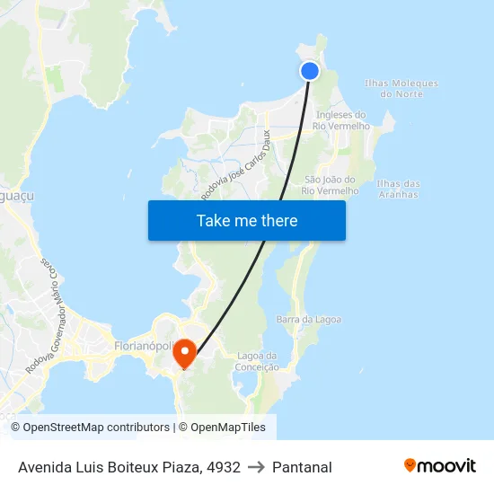 Avenida Luis Boiteux Piaza, 4932 to Pantanal map