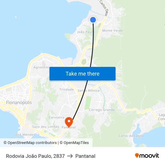 Rodovia João Paulo, 2837 to Pantanal map