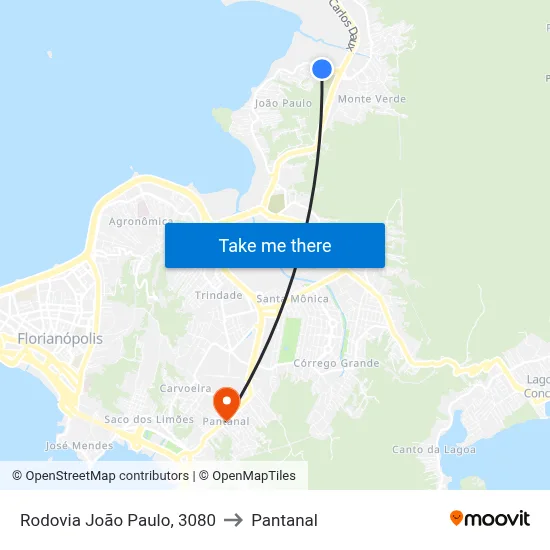 Rodovia João Paulo, 3080 to Pantanal map