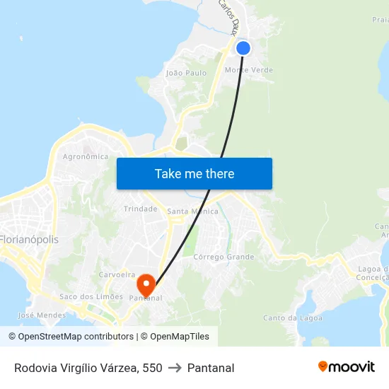 Rodovia Virgílio Várzea, 550 to Pantanal map
