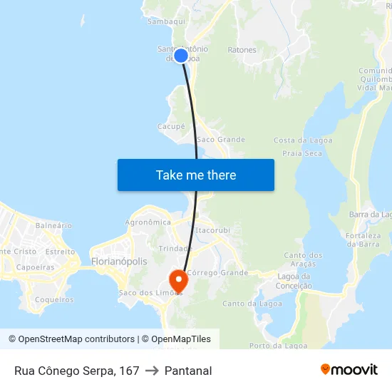 Rua Cônego Serpa, 167 to Pantanal map