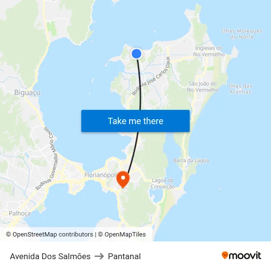 Avenida Dos Salmões to Pantanal map