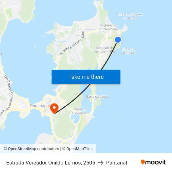 Estrada Vereador Onildo Lemos, 2505 to Pantanal map