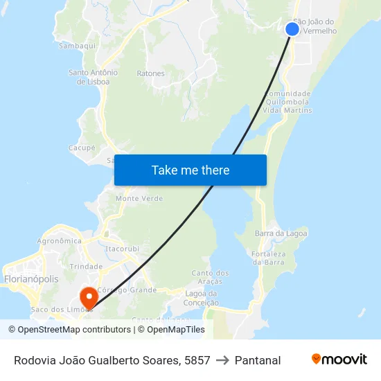 Rodovia João Gualberto Soares, 5857 to Pantanal map
