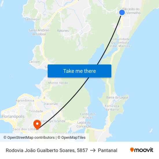 Rodovia João Gualberto Soares, 5857 to Pantanal map