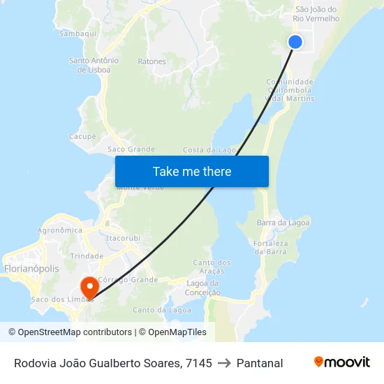 Rodovia João Gualberto Soares, 7145 to Pantanal map