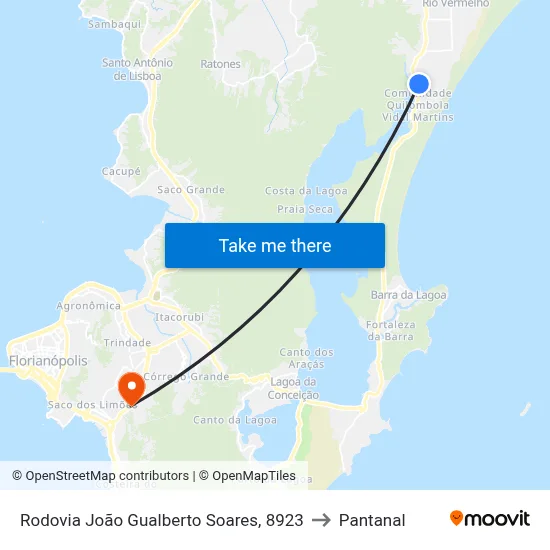 Rodovia João Gualberto Soares, 8923 to Pantanal map