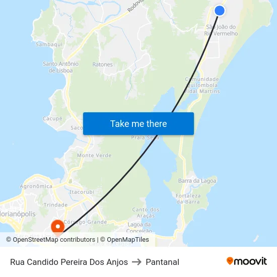 Rua Candido Pereira Dos Anjos to Pantanal map