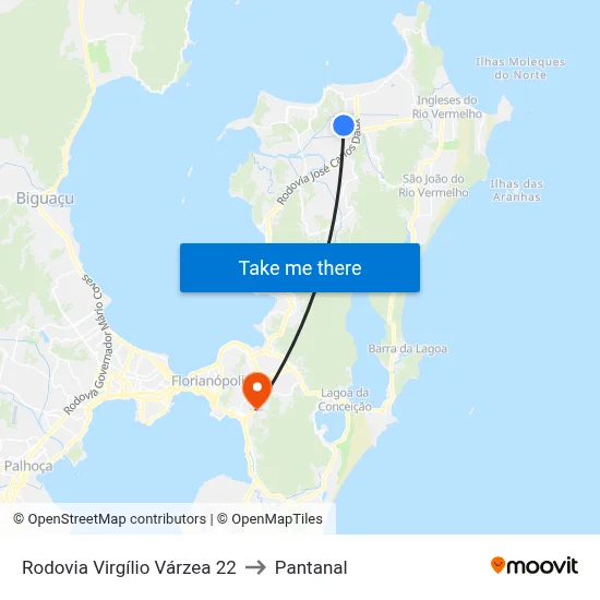 Rodovia Virgílio Várzea 22 to Pantanal map