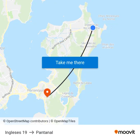 Ingleses 19 to Pantanal map