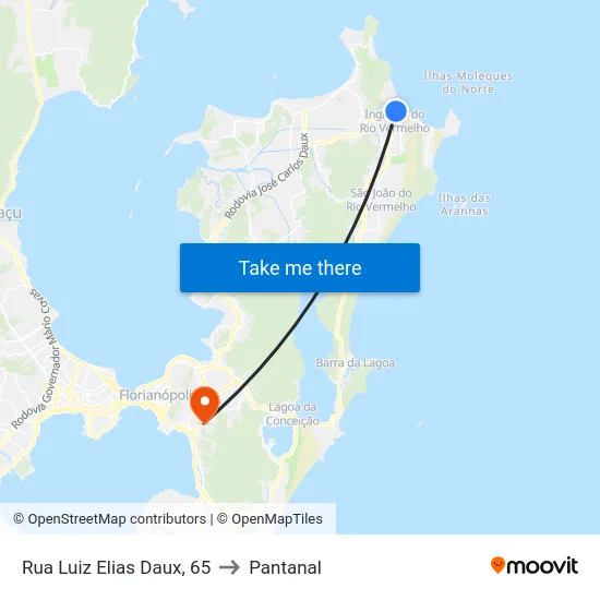 Rua Luiz Elias Daux, 65 to Pantanal map