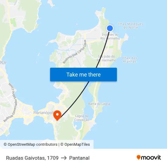 Ruadas Gaivotas, 1709 to Pantanal map