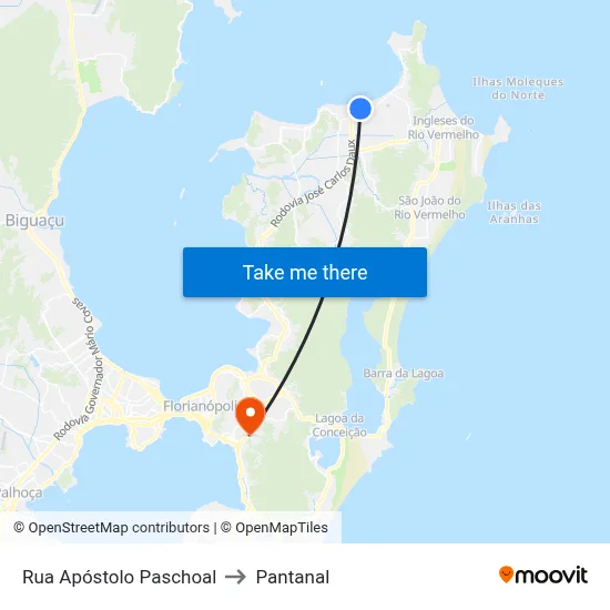 Rua Apóstolo Paschoal to Pantanal map