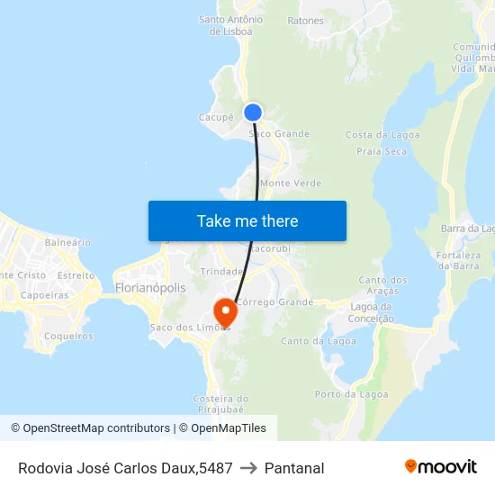 Rodovia José Carlos Daux,5487 to Pantanal map
