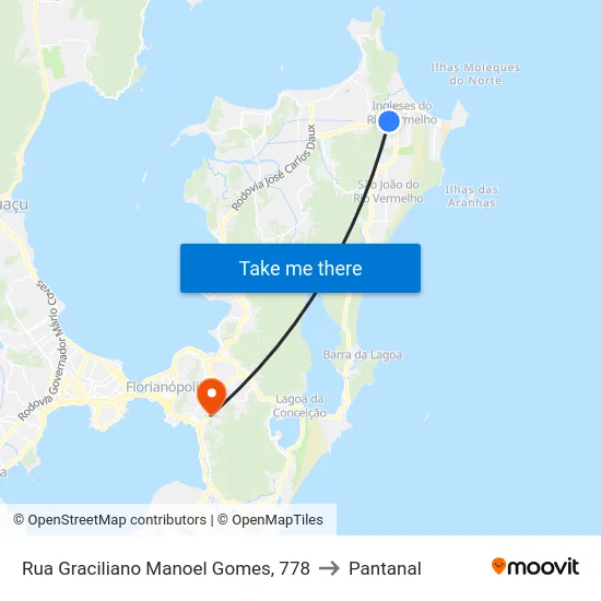 Rua Graciliano Manoel Gomes, 778 to Pantanal map