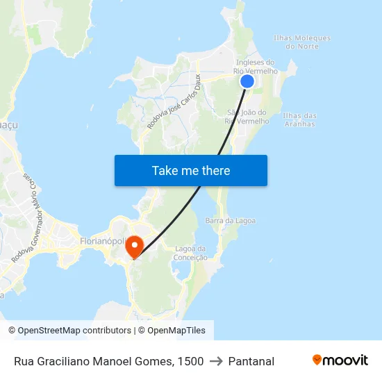 Rua Graciliano Manoel Gomes, 1500 to Pantanal map