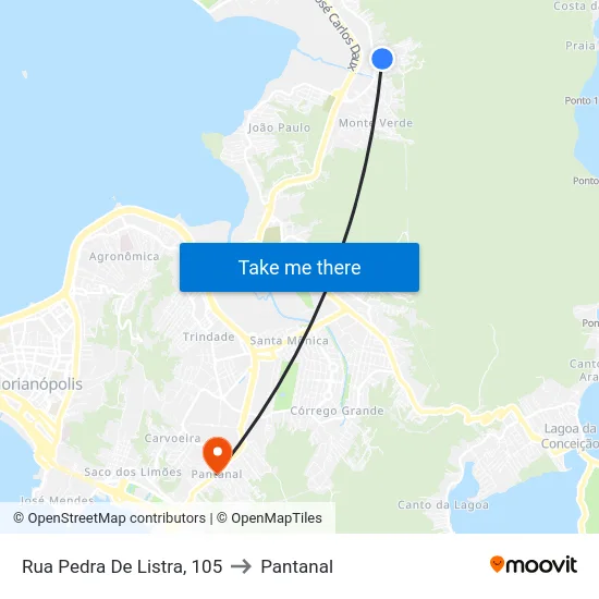 Rua Pedra De Listra, 105 to Pantanal map