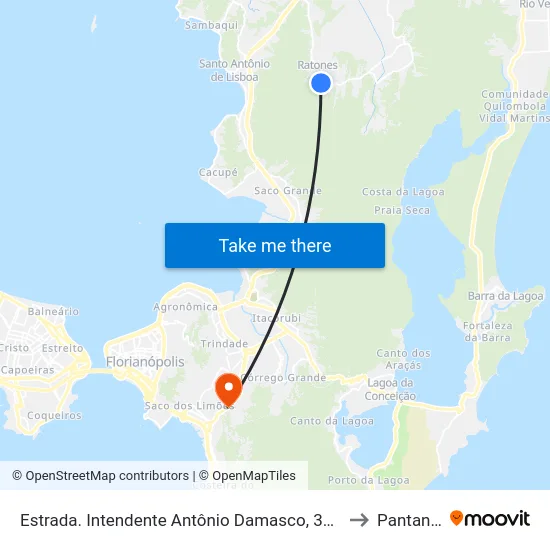 Estrada. Intendente Antônio Damasco, 3131 to Pantanal map