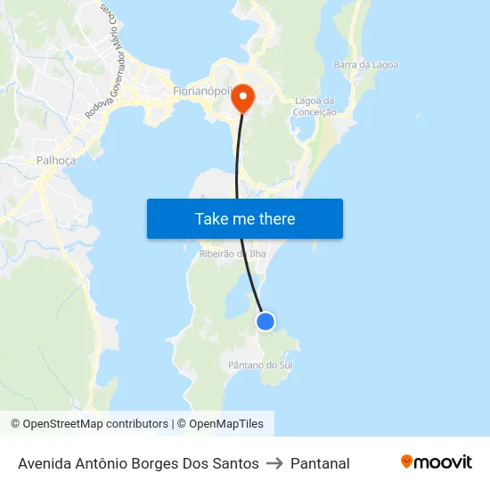 Avenida Antônio Borges Dos Santos to Pantanal map