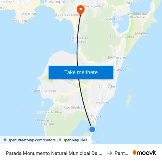 Parada Monumento Natural Municipal  Da Lagoa Do Peri to Pantanal map