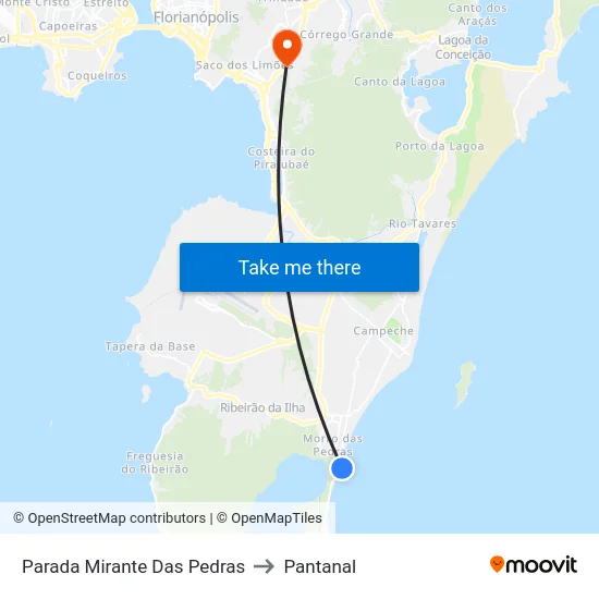 Parada Mirante Das Pedras to Pantanal map