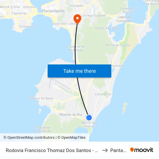 Rodovia Francisco Thomaz Dos Santos - Sc-406 to Pantanal map