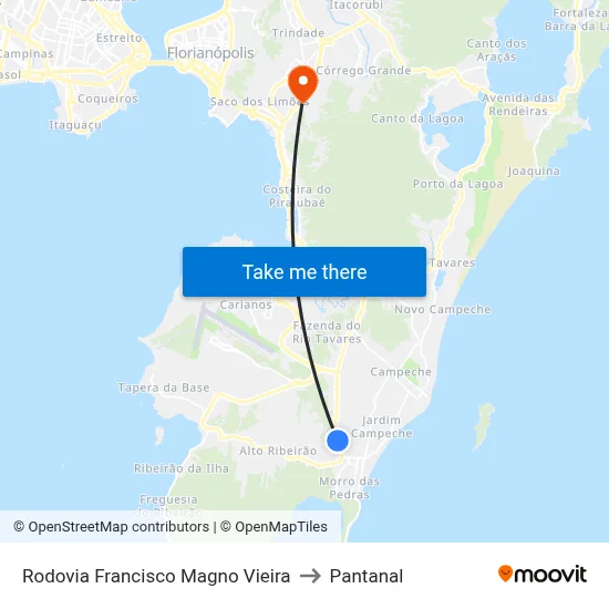 Rodovia Francisco Magno Vieira to Pantanal map