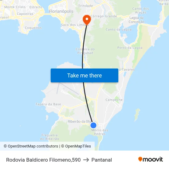 Rodovia Baldicero Filomeno,590 to Pantanal map