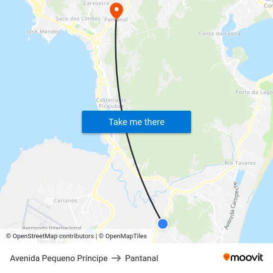 Avenida Pequeno Príncipe to Pantanal map