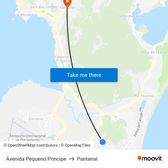 Avenida Pequeno Príncipe to Pantanal map