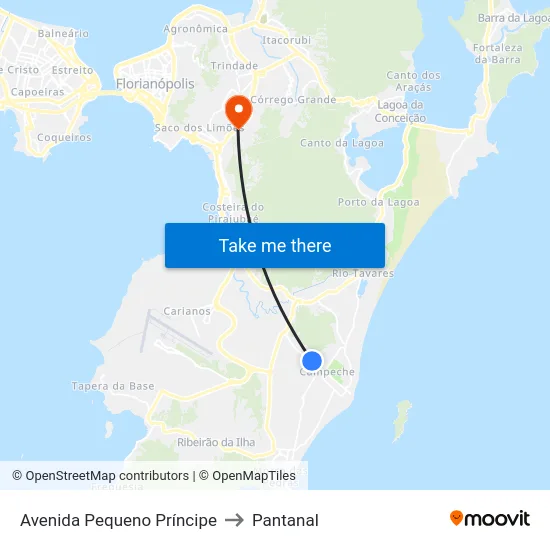 Avenida Pequeno Príncipe to Pantanal map