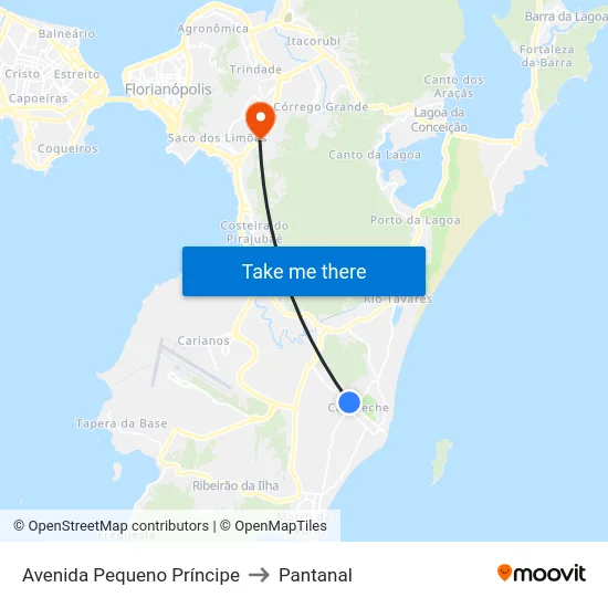 Avenida Pequeno Príncipe to Pantanal map