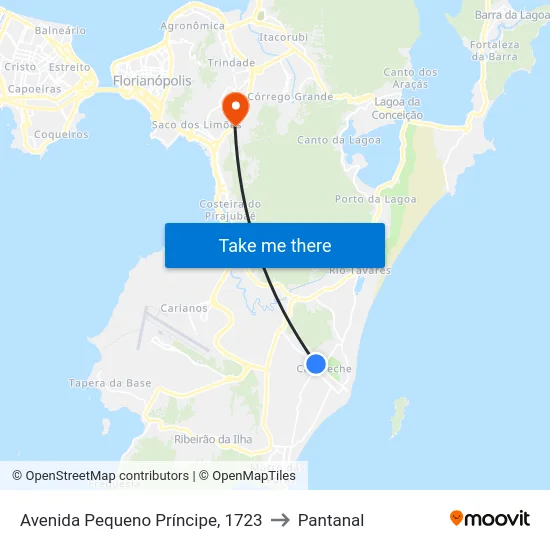 Avenida Pequeno Príncipe, 1723 to Pantanal map