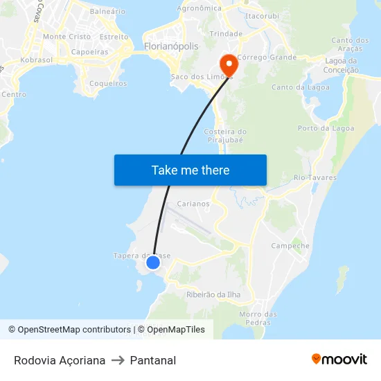 Rodovia Açoriana to Pantanal map