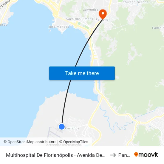 Multihospital De Florianópolis - Avenida Deputado Diomício Freitas to Pantanal map