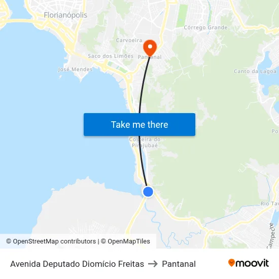 Avenida Deputado Diomício Freitas to Pantanal map