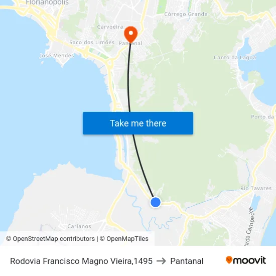 Rodovia Francisco Magno Vieira,1495 to Pantanal map