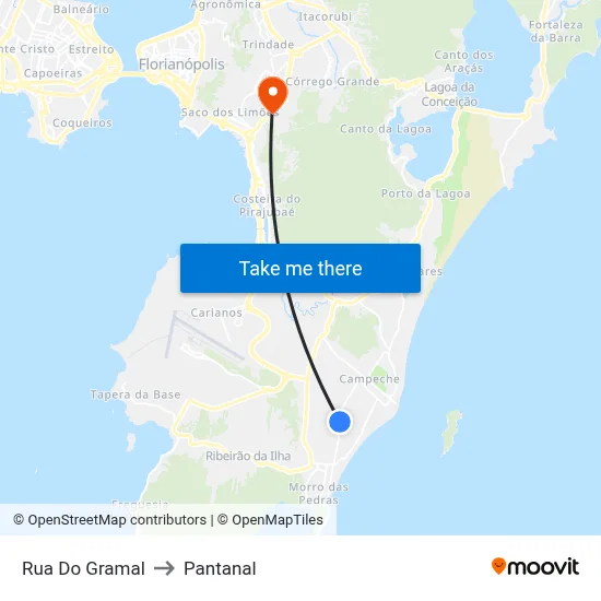 Rua Do Gramal to Pantanal map
