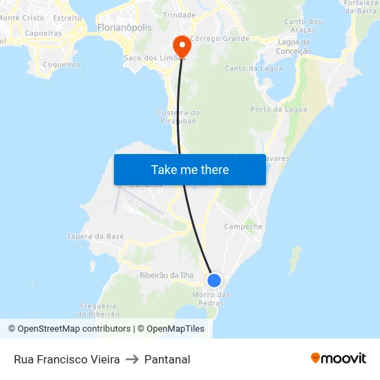 Rua Francisco Vieira to Pantanal map