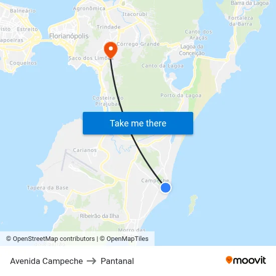 Avenida Campeche to Pantanal map