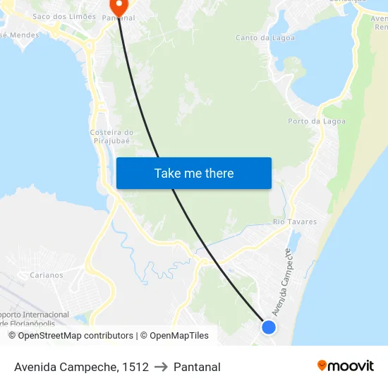Avenida Campeche, 1512 to Pantanal map