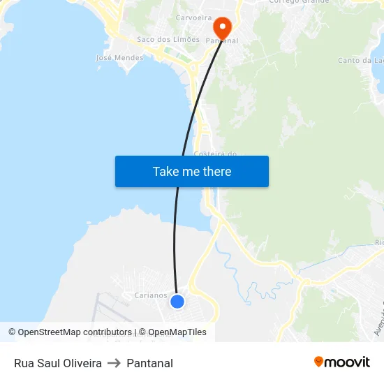 Rua Saul Oliveira to Pantanal map