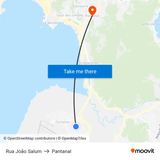 Rua João Salum to Pantanal map