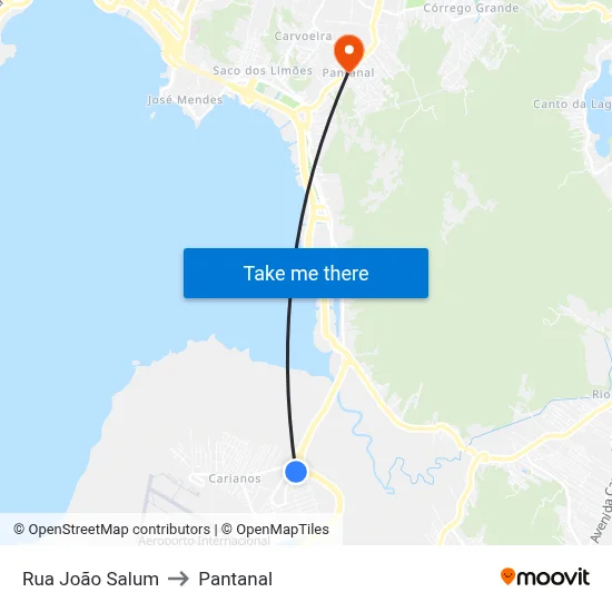 Rua João Salum to Pantanal map